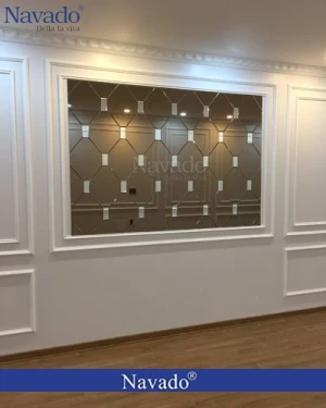 Gương màu trà ghép tường nghệ thuật