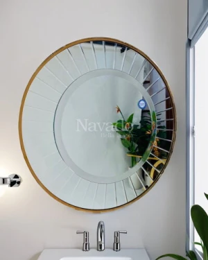 Gương nhà tắm nghệ thuật có khung vàng Gold 60cm NAV 2211
