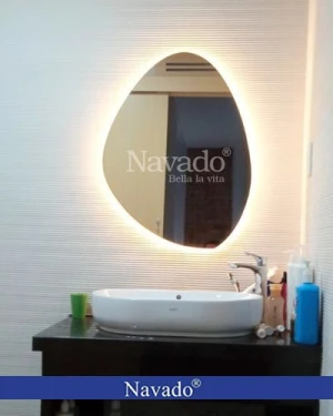 Gương phòng tắm đèn led hình viên đá