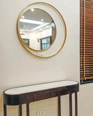 Gương phòng tắm khung inox mạ vàng Anley