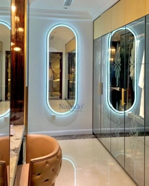 Gương soi toàn thân khung inox đèn led