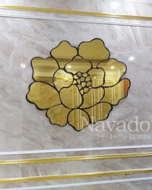 Gương trang trí phòng khách hoa hồng Rose gold