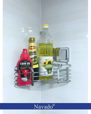Kệ góc inox dán tường kính bếp GS-5010