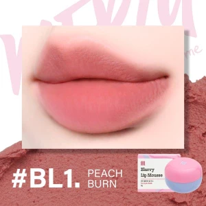 Son Kem Bùn Kiêm Má Hồng Merzy Blurry Lip Mousse BL1 Peach Burn