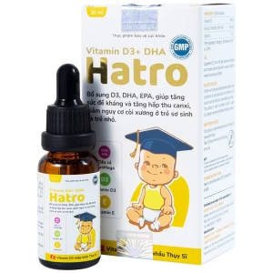 Dung dịch Vitamin D3 DHA Hatro Pharvina tăng sức đề kháng, giảm nguy cơ còi xương (20ml)