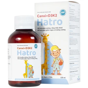 Siro Canxi D3K2 Hatro bổ sung canxi giúp xương, răng chắc khỏe (120ml)