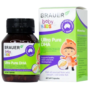 Viên nhai Brauer Baby & Kids Ultra Pure DHA hỗ trợ phát triển não bộ, sức khỏe cho mắt (60 viên)