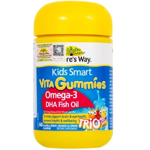 Viên nhai Nature's Way Kids Smart Vita Gummies Omega-3 DHA Fish Oil hỗ trợ tăng cường sức khỏe (60 viên)