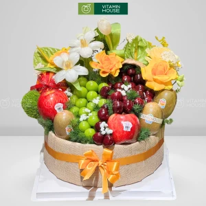 Giỏ Quà Trái Cây Táo Envy & Nho Xanh Sang Trọng Tặng Chị Em Phụ Nữ