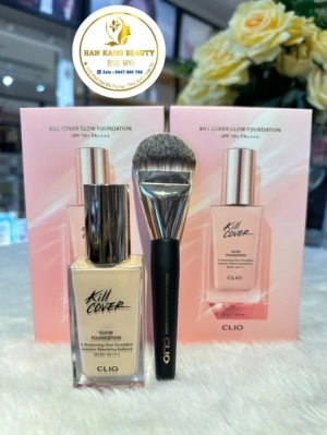 Kem Nền Dưỡng Ẩm, Che Phủ Cao, Lâu Trôi Clio Kill Cover Glow Foundation Spf50 Pa 38g (Tặng Kèm Cọ)