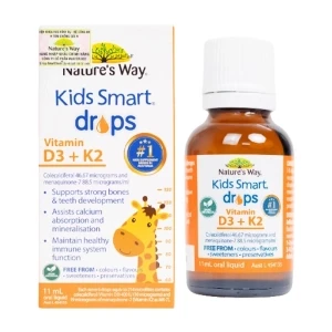 Kids Smart Drops Vitamin D3 K2 Nature's Way 11ml - Bổ sung D3K2 Organic cho bé