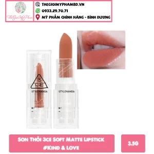 3CE - Soft Matte Lipstick Kind & Love (Ko tđ)