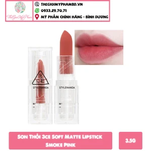 3CE - Soft Matte Lipstick Smoke Pink (Ko tđ)