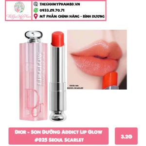 Dior - Son Dưỡng Addict Lip Glow 025 Seoul Scarlet (Mẫu Mới Vỏ Xanh) - Ko Tđ