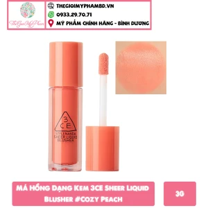 Má Hồng Dạng Kem 3CE Sheer Liquid Blusher Cozy Peach