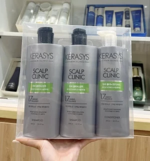 Bộ Dầu Gội Xả Kerasys Scalp Clinic Xám 600ml* (2 gội 1 xả)