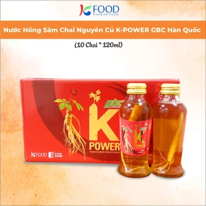 Nước Hồng Sâm Chai Nguyên Củ K-POWER GBC Hàn Quốc (10 chai * 120ml)