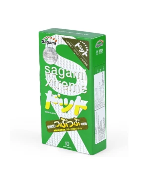 Bao cao su Sagami Xtreme Green Hộp 10 chiếc, siêu mỏng, có gân gai, tăng sự phấn khích khi quan hệ