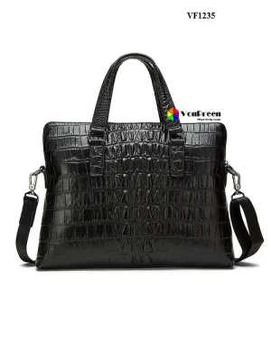 Cặp công sở da bò vân cá sấu VF1235, thiết kế đơn giản toát lên sự sang trọng và lịch lãm
