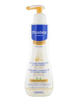Gel tắm gội Mustala Nourishing Cleansing Gel with Cold Cream - 300ml, làm sạch mái tóc và làn da khô của bé một cách an toàn