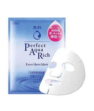 Mặt nạ cấp ẩm Senka Perfect Aqua Rich Extra Moist Mask - 1 hộp (7 miếng), cung cấp & phục hồi độ ẩm cho da, làm mờ nếp nhăn giúp da săn chắc và ẩm mịn.