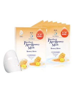 Mặt nạ dưỡng da Senka Perfect Aqua Bouncy Mask Bouncy Moist – Hộp (7 miếng), chống lão hóa da, cấp ẩm và tăng độ đàn hồi cho da