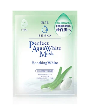 Mặt nạ dưỡng da Senka Perfect Aqua Soothing White Mask - 1 miếng, làm mờ & hạn chế hình thành các vết thâm da, làm dịu các nốt mụn trên da