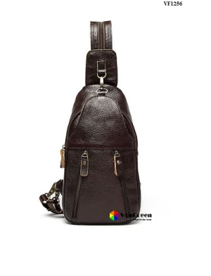 Túi da bò đeo trước ngực Nam VF1256, năng động và phong cách, chất liệu da bò cao cấp bền đẹp