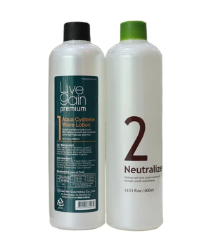 Cặp thuốc uốn Livegain Premium Aqua Cysteine Lotion 400ml + 400ml siêu dưỡng tóc, dành cho tóc hư yếu