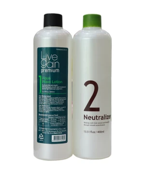 Cặp thuốc uốn Livegain Premium Aqua Wave Lotion 400ml + 400ml uốn tóc nhanh công thức mạnh dành cho tóc thường & tóc khỏe