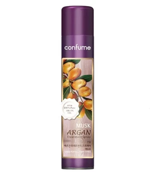Gôm xịt tóc Welcos Confume Musk Argan Treatment Spray - 300ml, keo xịt tóc siêu cứng giúp tạo kiểu và giữ nếp lâu dài cho nam, nữ