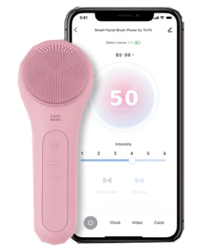 Máy rửa mặt Maxcare Max999PRO, theo dõi và cài đặt chế độ làm sạch da chuyên biệt.