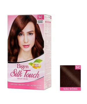 Thuốc nhuộm Bigen Silk Touch Cream Color 5C - Màu nâu đồng, phủ bạc hoàn hảo với thành phần thảo dược thiên nhiên