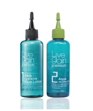 Thuốc uốn Livegain Premium Aqua Cysteine Lotion 160ml + 160ml siêu dưỡng tóc, dành cho tóc hư yếu