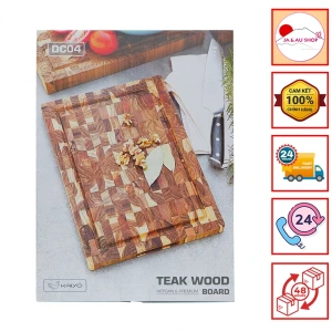 Thớt chặt gỗ Teak hình chữ nhật Kaiyo 35x25x3.8cm
