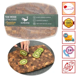 Thớt thái gỗ Teak Kaiyo hình Ovan 30 x 20 x 1.8cm