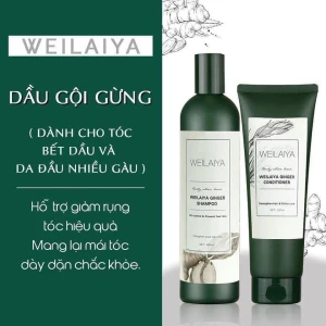 Bộ Dầu Gội Xả Dành Cho Tóc Dầu Chiết Xuất Gừng Weilaiya Ginger Conditioner + Shampoo (Tặng kèm bộ mini)