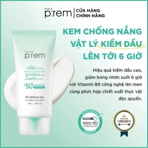 Kem Chống Nắng Nâng Tone, Kiềm Dầu Make p:rem Uv Defense Me. No Sebum Sun Cream 50ml