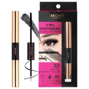 Mascara 2 Đầu Browit by Nongchat 2 in 1 Universal Mascara and Eyeliner #Jet Black