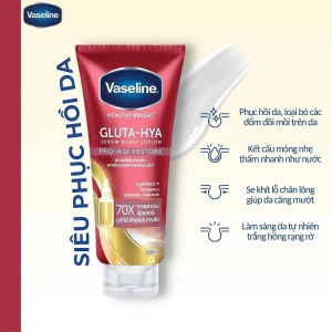 Sữa Dưỡng Thể Trắng Da Chống Lão Hóa Vaseline Pro-Age Restore Gluta-Hya Serum Burst Lotion 70x 300ml