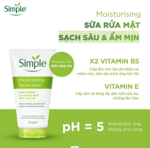 Sữa Rửa Mặt Simple Kind To Skin Moisturising Facial Wash (150ml)