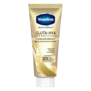 Dưỡng Thể Vaseline Chống Nắng Ban Ngày Gluta-Hya Serum Burst UV Lotion Flawless Bright 330ml (Vàng)