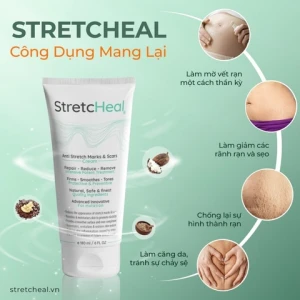 Kem Trị Rạn Và Xoá Mờ Rạn Da StretcHeal Giúp Đàn Hồi, Tái Tạo Da 180ml (Nhập Khẩu)
